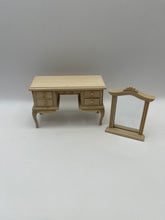 Load image into Gallery viewer, BEF219 - Bare wood French style dressing table with mirror