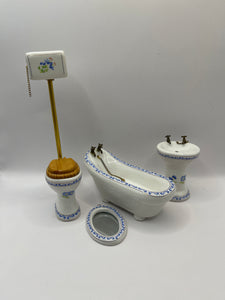 BA037 - Blue and white floral bathroom suite