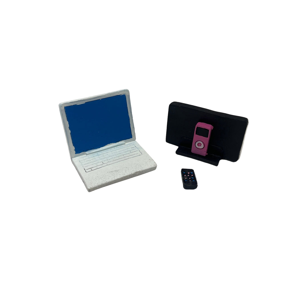 Laptop, MP3 player and mobile phone