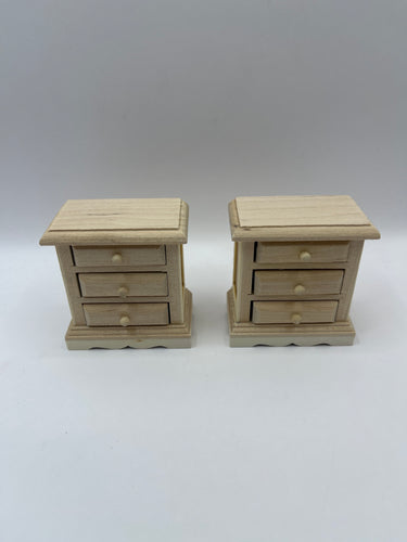 AB036 - Pair of bare wood bedside cabinets
