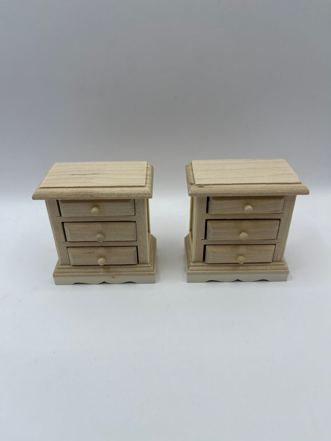 AB036 - Pair of bare wood bedside cabinets