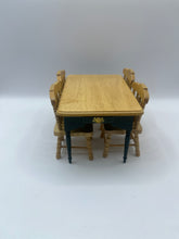 Load image into Gallery viewer, DIN003 - Pine and green table and 4 chairs