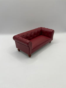 LOU050 - Red leather chesterfield sofa