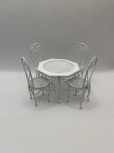 Load image into Gallery viewer, OUT010 - White metal garden table and 4 chairs