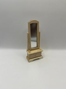 AB034 - Bare wood full length mirror with drawer