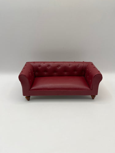 LOU050 - Red leather chesterfield sofa