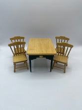 Load image into Gallery viewer, DIN003 - Pine and green table and 4 chairs