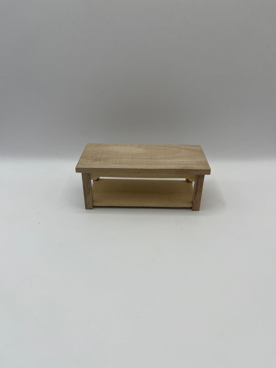 BEF197 - Bare wood coffee table with shelf