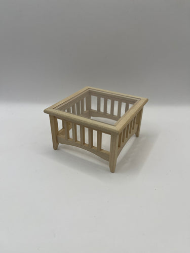 BEF229 - Bare wood glass topped table