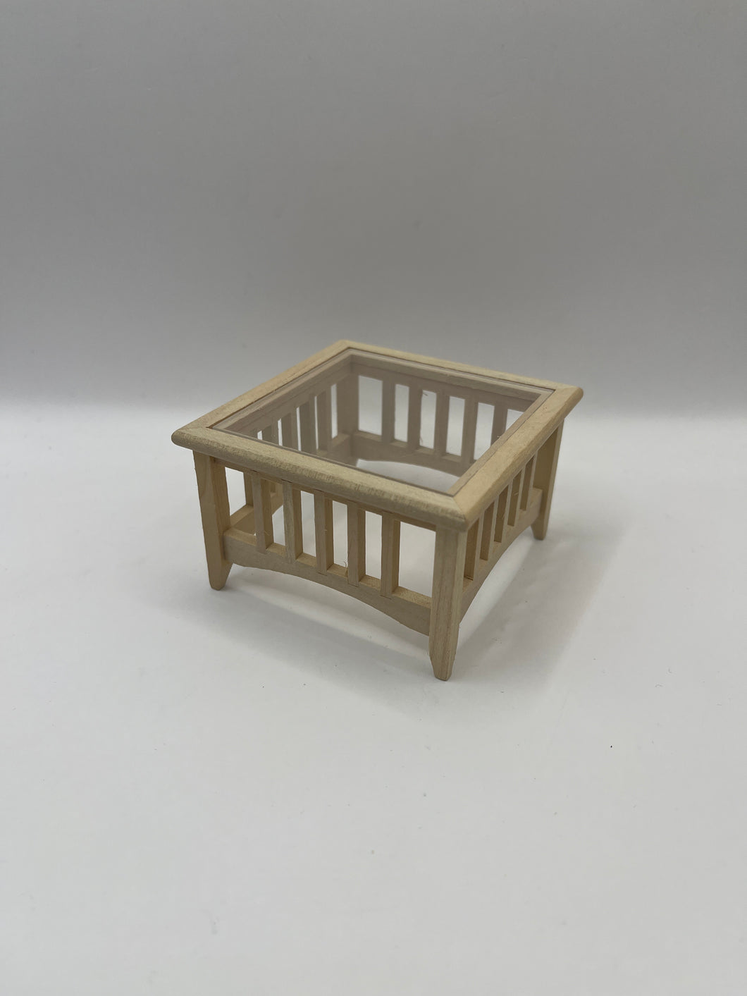 BEF229 - Bare wood glass topped table