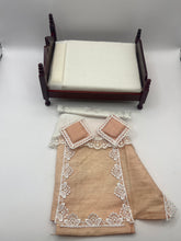 Load image into Gallery viewer, AB016 - Mahogany double bed with peach bedding