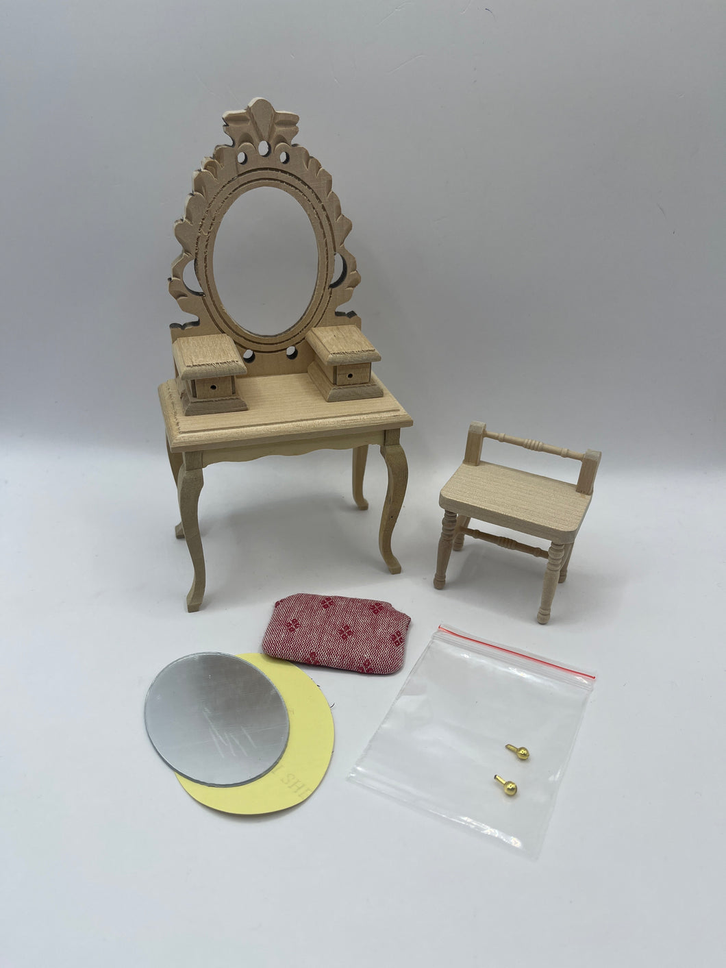 BEF171 - Bare wood dressing table & stool